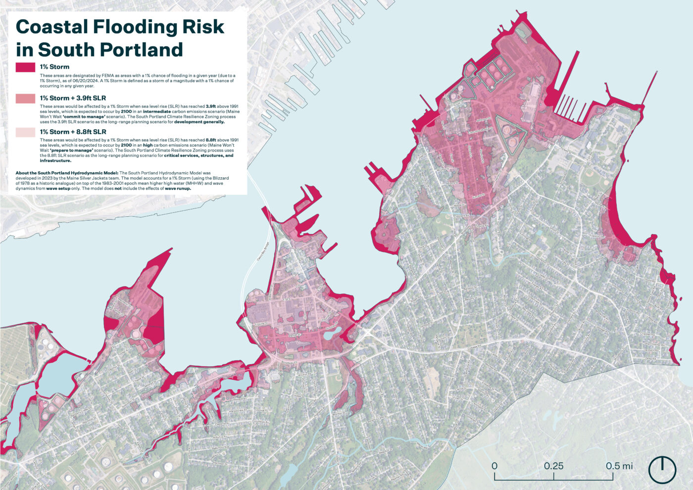 Coastal Flooding Risk in South Portland Map